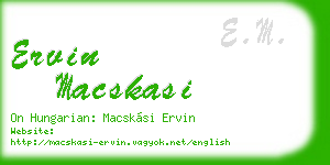 ervin macskasi business card